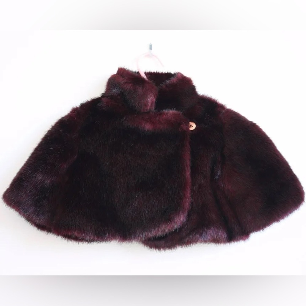 *NEW* TED BAKER BABY RED MAHOGANY FAUX FUR JACKET 6-12M